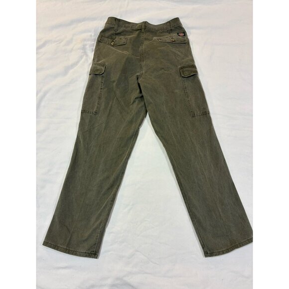 Vintage Dickies W33 L30 Cargo Pants Olive Green Pleated Workwear Skater Y2K - Picture 4 of 6